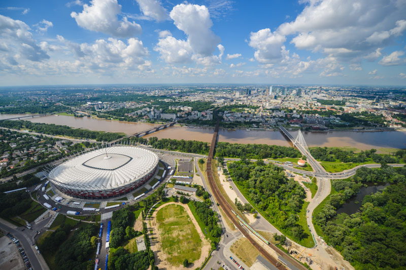 zdjecia-z-drona-warszawa-04 PGE Narodowy z widokiem na Warszawę